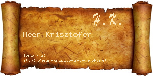 Heer Krisztofer névjegykártya